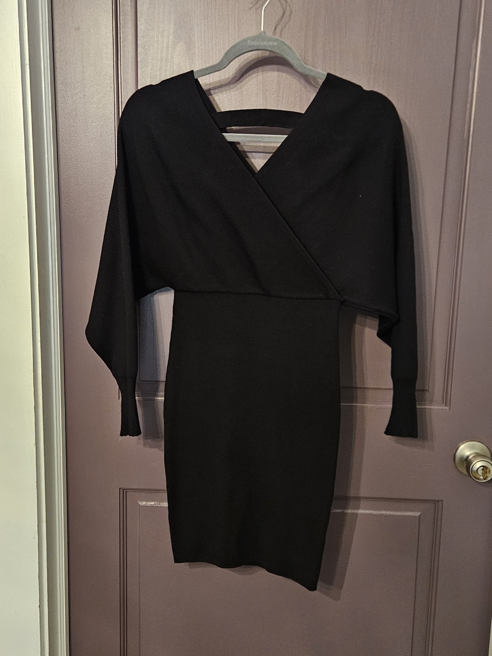 GB girls Black Long-Sleeve Wrap Bodycon Dress